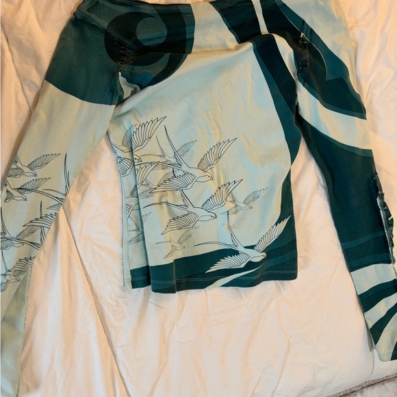 Elegant Blue Bird Pattern shirt vintage Y2K - Picture 3 of 11